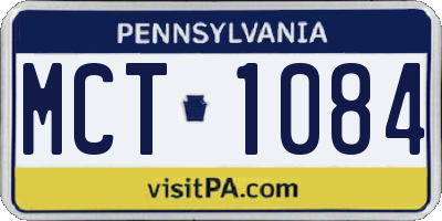 PA license plate MCT1084
