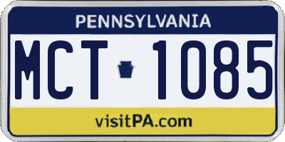 PA license plate MCT1085