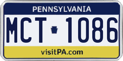 PA license plate MCT1086