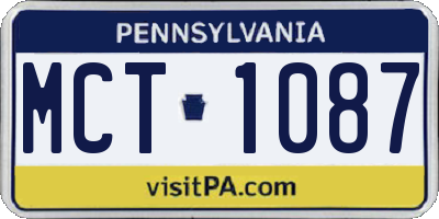 PA license plate MCT1087