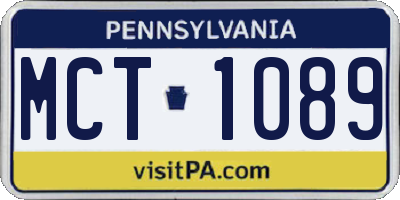 PA license plate MCT1089