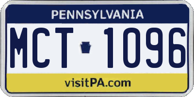 PA license plate MCT1096