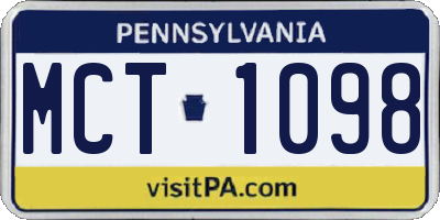 PA license plate MCT1098
