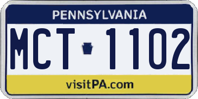 PA license plate MCT1102