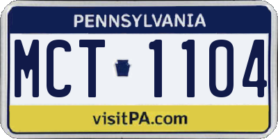 PA license plate MCT1104
