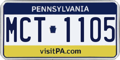 PA license plate MCT1105