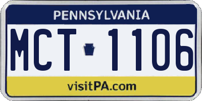 PA license plate MCT1106