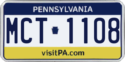 PA license plate MCT1108
