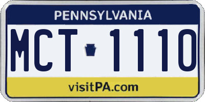 PA license plate MCT1110