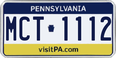 PA license plate MCT1112