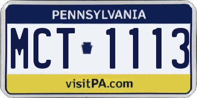 PA license plate MCT1113