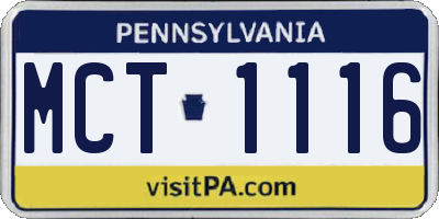 PA license plate MCT1116