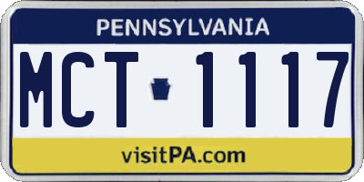 PA license plate MCT1117