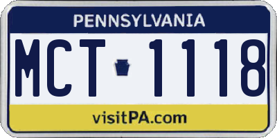 PA license plate MCT1118
