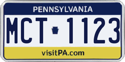 PA license plate MCT1123