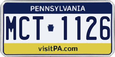 PA license plate MCT1126