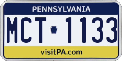 PA license plate MCT1133