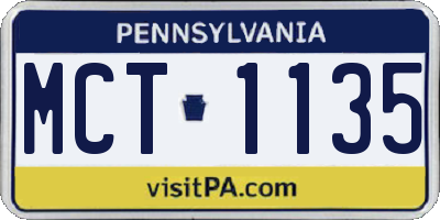 PA license plate MCT1135