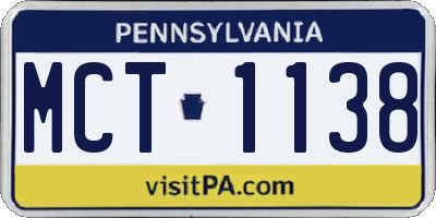 PA license plate MCT1138