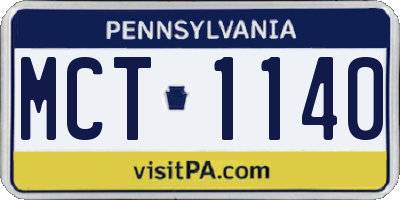 PA license plate MCT1140