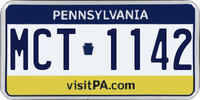 PA license plate MCT1142