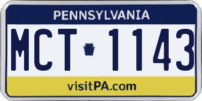 PA license plate MCT1143