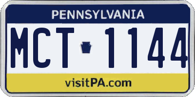 PA license plate MCT1144