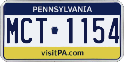 PA license plate MCT1154