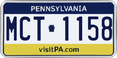 PA license plate MCT1158