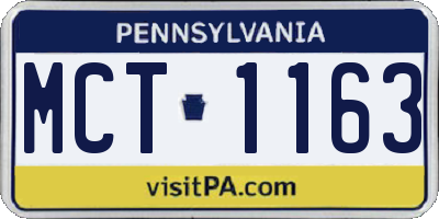 PA license plate MCT1163
