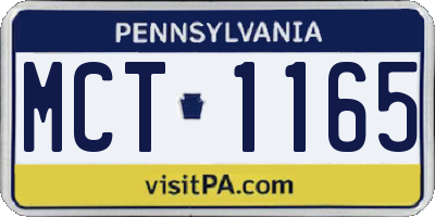 PA license plate MCT1165