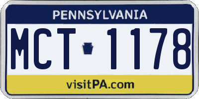PA license plate MCT1178