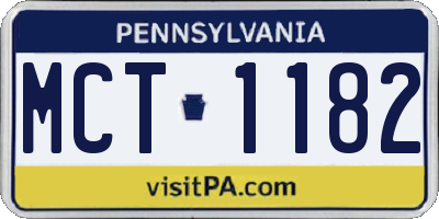 PA license plate MCT1182