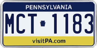 PA license plate MCT1183