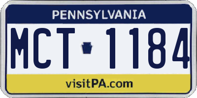 PA license plate MCT1184