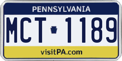 PA license plate MCT1189