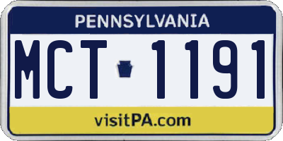 PA license plate MCT1191