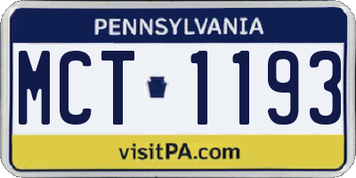 PA license plate MCT1193