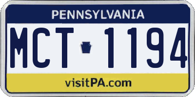 PA license plate MCT1194