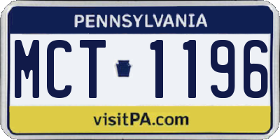 PA license plate MCT1196