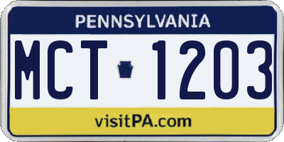 PA license plate MCT1203