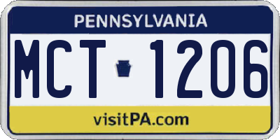 PA license plate MCT1206
