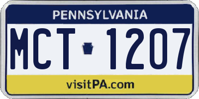 PA license plate MCT1207