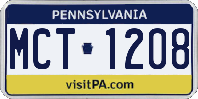 PA license plate MCT1208