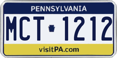PA license plate MCT1212