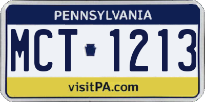 PA license plate MCT1213