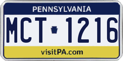 PA license plate MCT1216