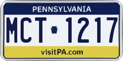 PA license plate MCT1217