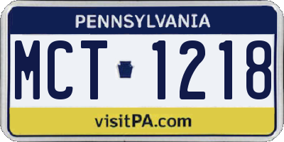 PA license plate MCT1218
