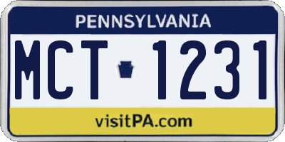 PA license plate MCT1231